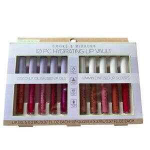 Smoke & Mirrors 10 PC Hydrating Lip Vault Coconut Oil Infused Lip Oils & Glosses